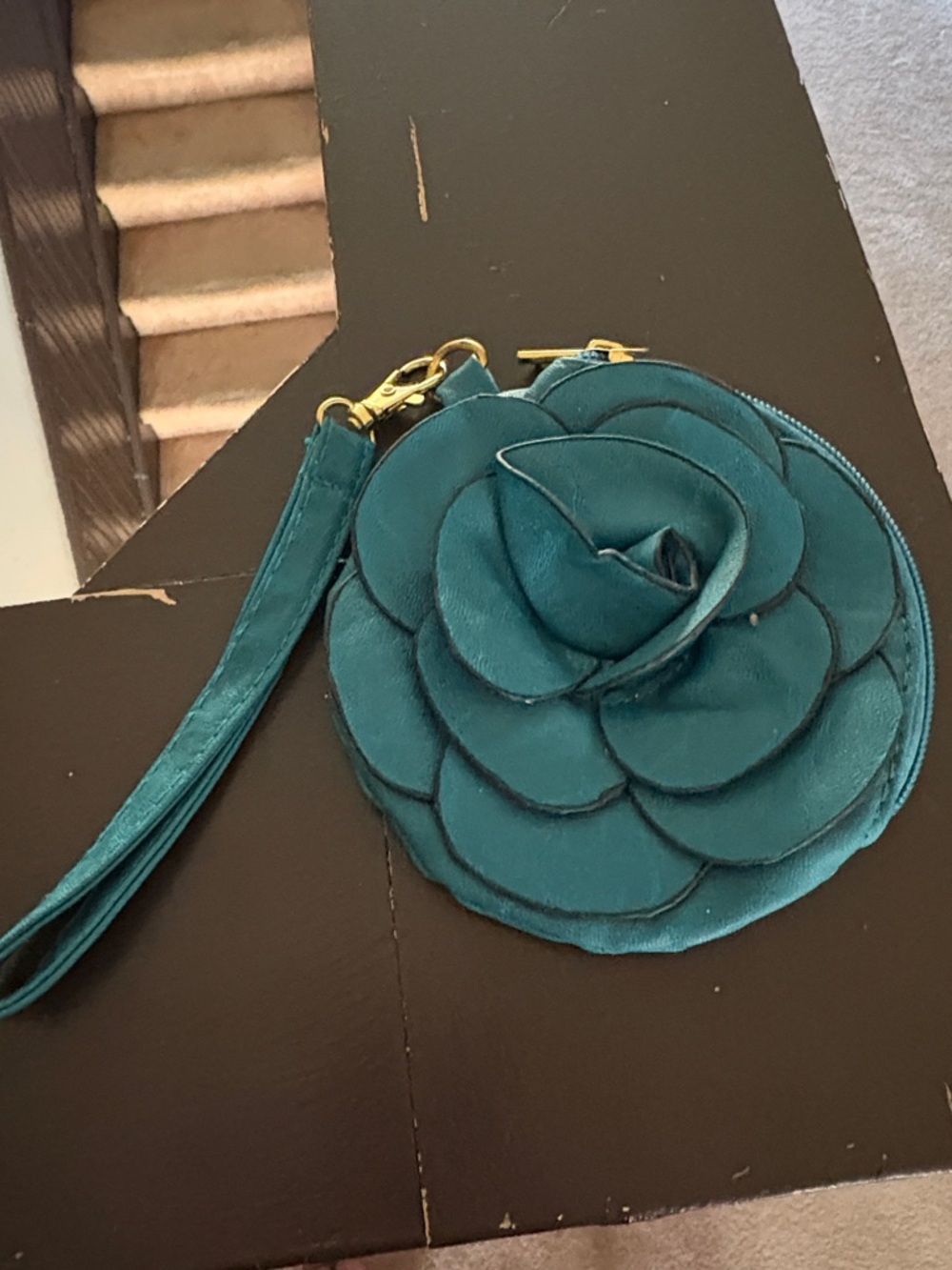 Teal Floral Wristlet Clutch - Women Bags